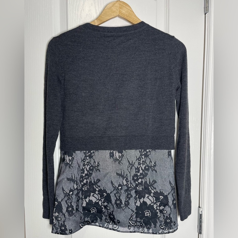 CLUB MONACO NWOT Claribel Layered Look Merino Wool Sweater Charcoal Size XS - Picture 3 of 8